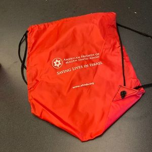 American friend is Magen David Ado  Israel red backpack